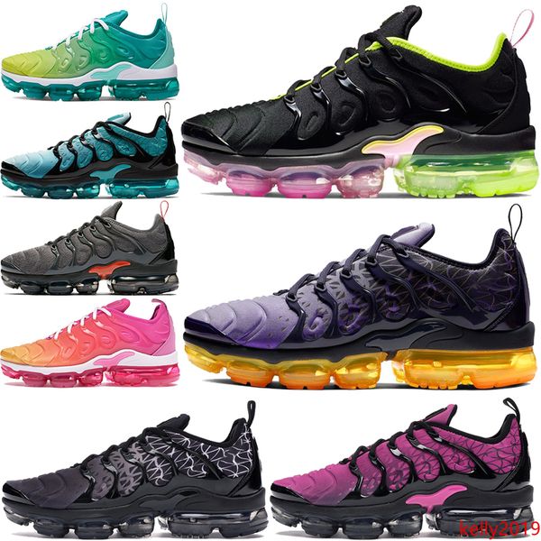 

geometric active fuchsia tn plus running shoes laser pink rise black white grid print olympic mens womens sneakers air trainers 36-45