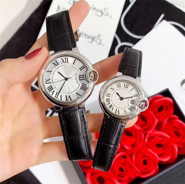 

fashion classic new men watch gentalmen luxury women watch fashion lovers clock genuine leather female relogio montre male clock colorful, Slivery;brown