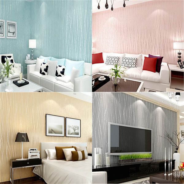 

10m nonwoven colth roll wallpaper solid color irregular stripe flannel home wall decor simple luxury wallpaper