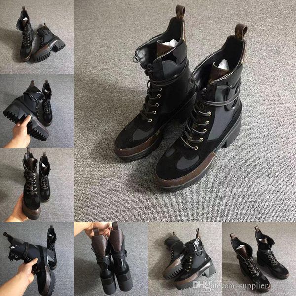 

Laureate de ert boot luxury fa hion de igner leather original box hoe lady martin boot ankle boot, Black