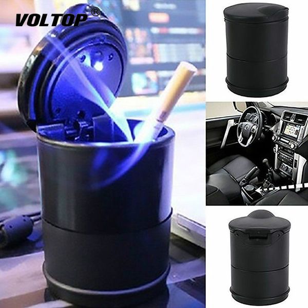 

led ashtray portable ash tray car interior accessories truck office cigarette cup holder electric smokeless ashtray case