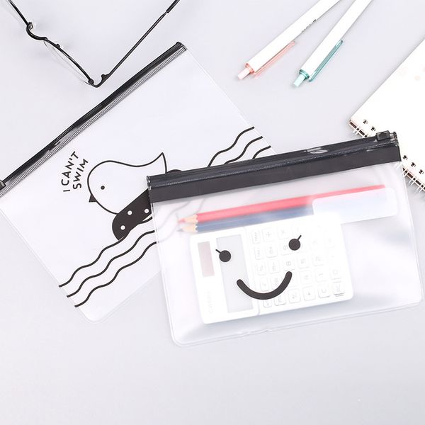 

zipper storage bag transparent cute pencil pen case pocket makeup brush holder cosmetic pouch oct998