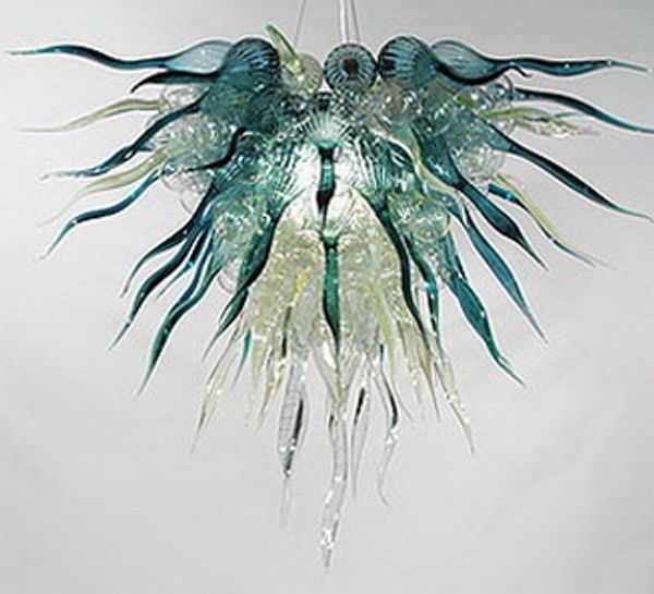 

antique industrial glass pendant light in aqua color for home restaurant decoration led blown glass crystal chandelier lamps