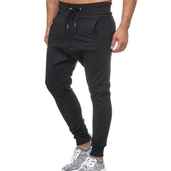 

casual men's full sportswear pants sport men fitness workout sweatpants trousers drawstring loose jogger running pants #f40ot31, Black;blue