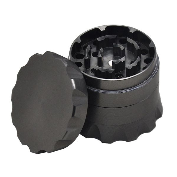 Drum Style Metal Smoking Herb Grinders Polline Catcher 50MM 4 pezzi Aeromobili in alluminio Herb Grinder Suit Smoke Pipe può personalizzare il proprio logo