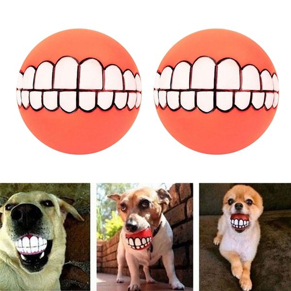 

2 x squeaker ball dog toys - random color 9cm cleans teeth and promotes good health for your pet small medium and large dogs