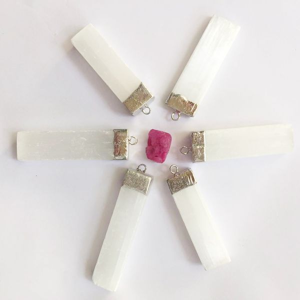 

z 6pc fashion zircon white crystal bud necklace pendant ing, Bronze;silver