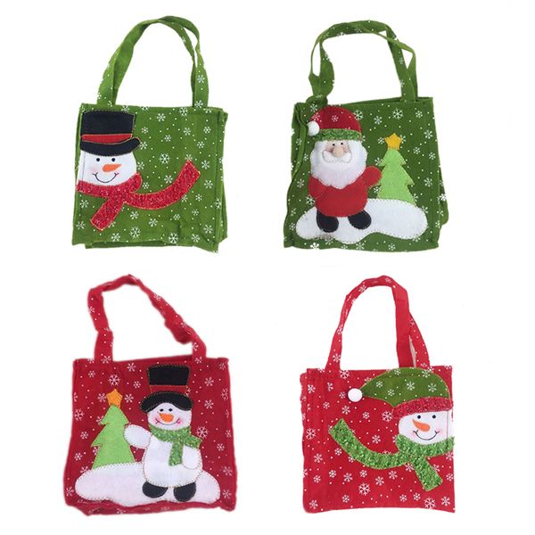 

4pcs christmas santa claus snowman gift bag kids candy bags fabric packaging bags party wedding candy handbag kids favor