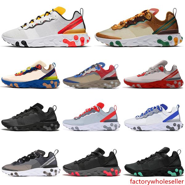 

react element 55 87 tour yellow running shoes men women orange peel triple black white sail cream blue mens trainers sports sneakers