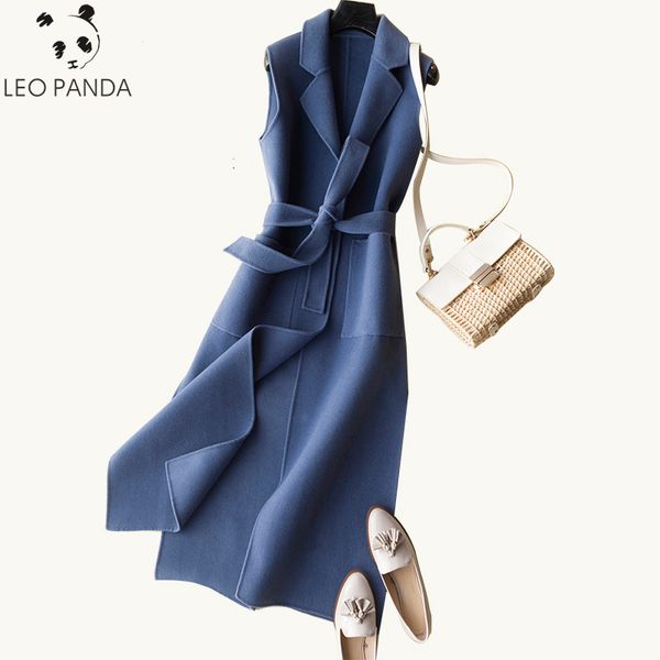 

2019 fashion autumn winter women's 100% wool vest coat new female spring casual solid long vests slim belt waistcoat women, Black;white