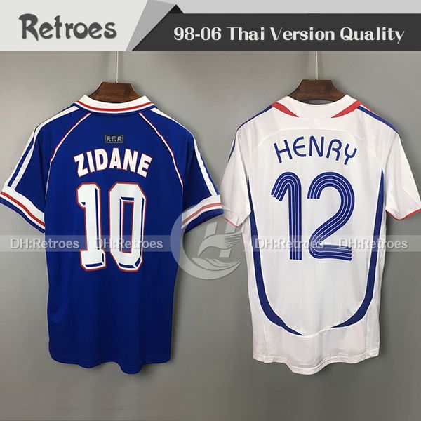 

1998 france retro vintage soccer jerseys 98 zidane henry maillot de foot 2006 white thailand quality uniforms football jerseys shirt, Black;yellow