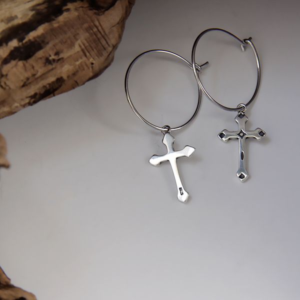 

silvology 925 sterling silver cross хооп серьги урожай элегантный chic подвеска серьги для женщин вера фестиваль ювелирный дизайн, Golden;silver