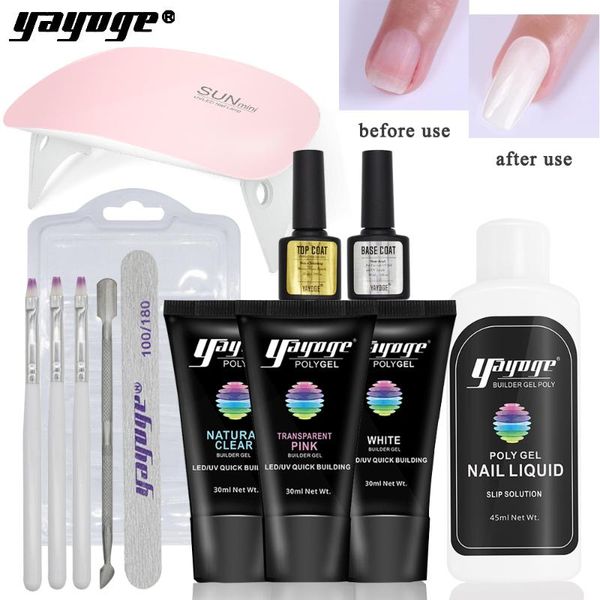 

11.11 yayoge varnish nail polish set quick builder extension enhancement camouflage led uv lacquer brush, Red;pink