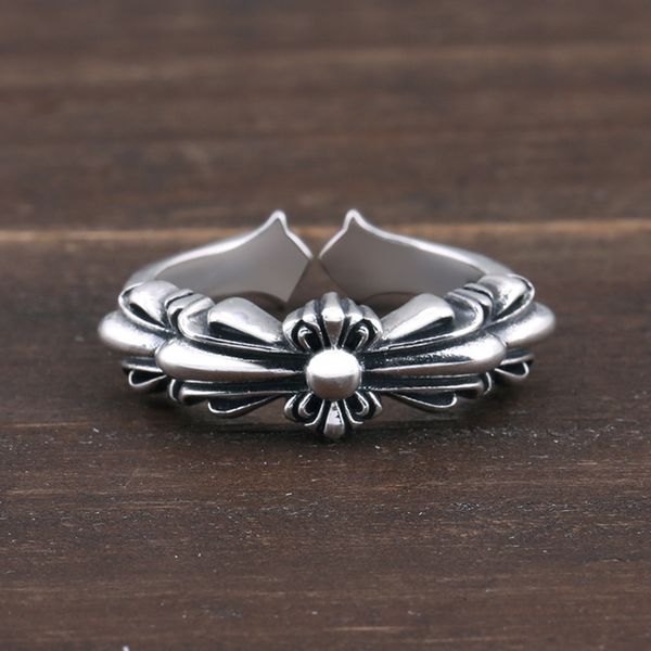 

925 sterling silver ring personalized fashion cross flower letter opening style fashion street punk style jewelry to send a gift 2020 news