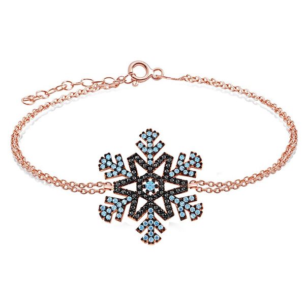 

925 sterling silver rosegold snowflake bracelet, Golden;silver