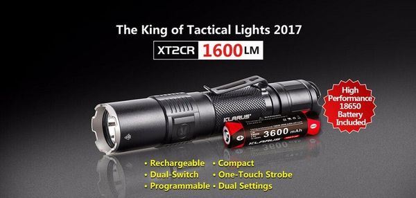 

klarus xt2cr rechargeable flashlight cree xph35 hi d4 led max 1600 lumen