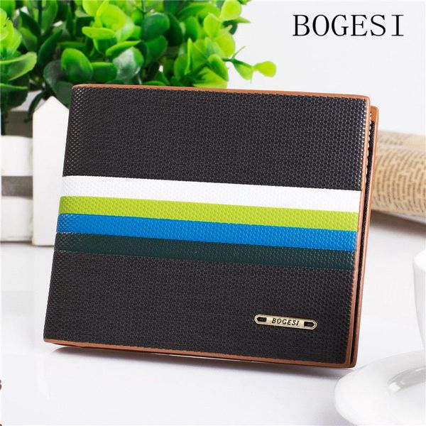 

bogesi collegebrand weaving men's wallet stitching short men wallets stripes soft male purse with card holder dollar price, Red;black
