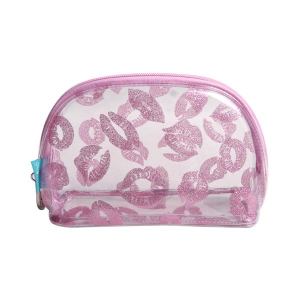 

kawaii pink transparent lip print girl makeup bag hand bag
