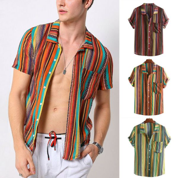 

fashion mens stripe pocket short sleeve shirts cool loose casual shirts shirt, White;black