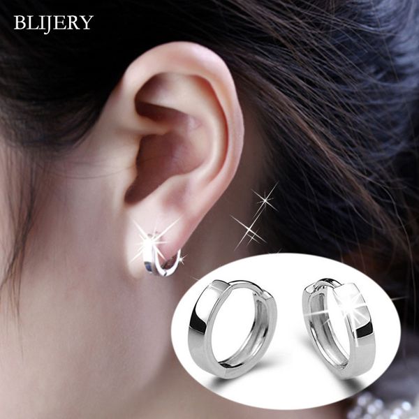 

blijery 925 sterling silver earrings smooth surface hoop earrings for women men brincos boucle d'oreille jewelry gifts, Golden