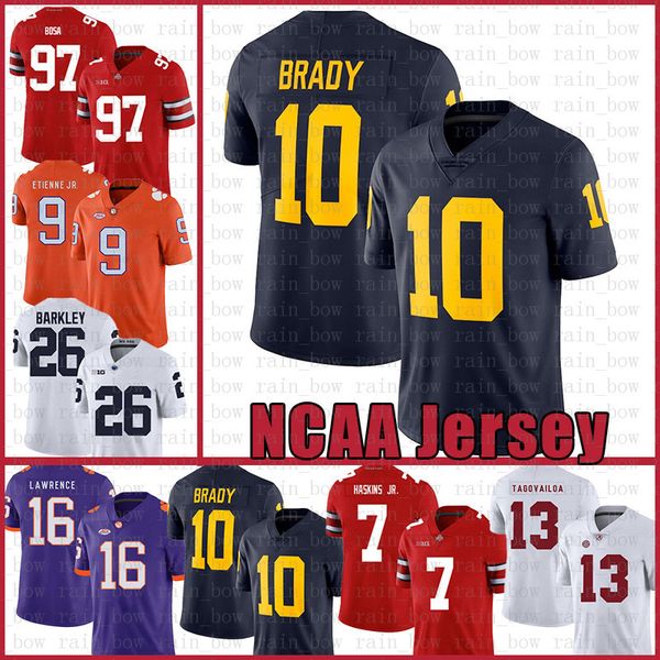 

michigan wolverines 10 tom brady american football jersey 10 tom brady 97 nick bosa 26 saquon barkley jerseys men's xwewe, Black;red