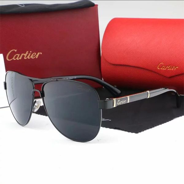 

2019 fashion sunglasses for men cartier women metal frame mirror polaroid lenses driver sun glasses with brown case and box