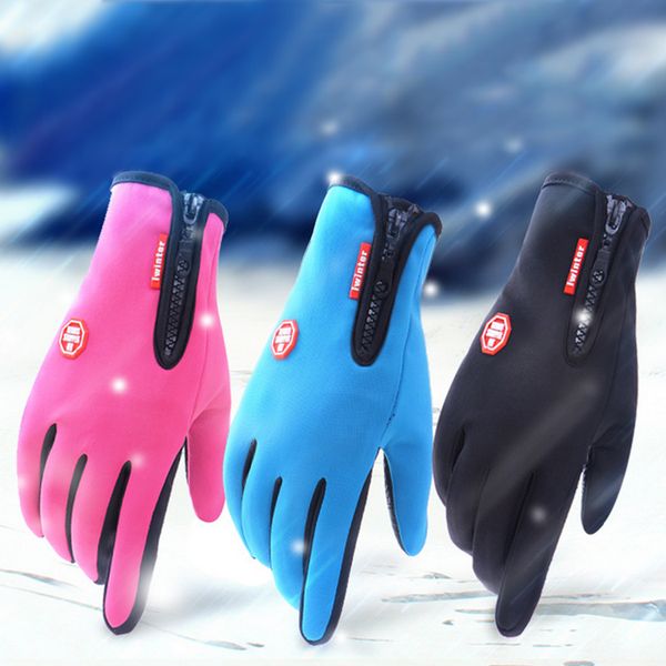

waterproof winter cycling gloves thermal warm fleece touchscreen man women anti-slip anti-sports water resistant gloves, Blue;gray