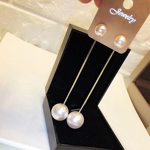 

japan and south korea new atmospheric heart shaped pearl string eardrop europe and the united states pearl diamond stud wholesale, Golden;silver