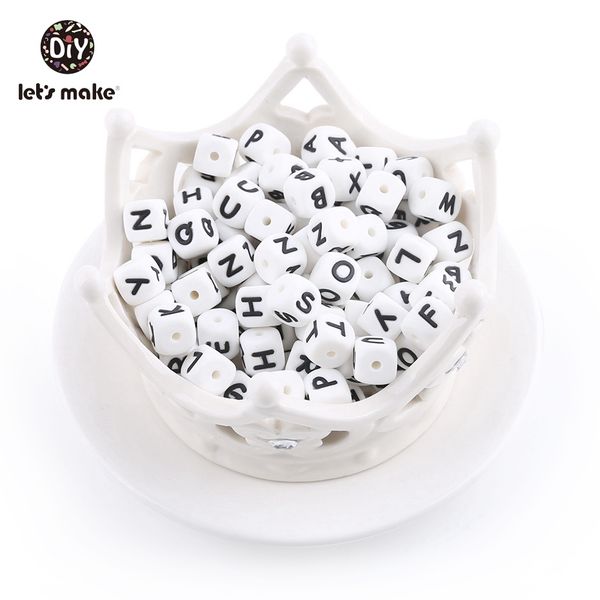 

let's make 10mm 100pc silicone alphabet letter beads grade silicone beads diy teething necklace nursing pendant