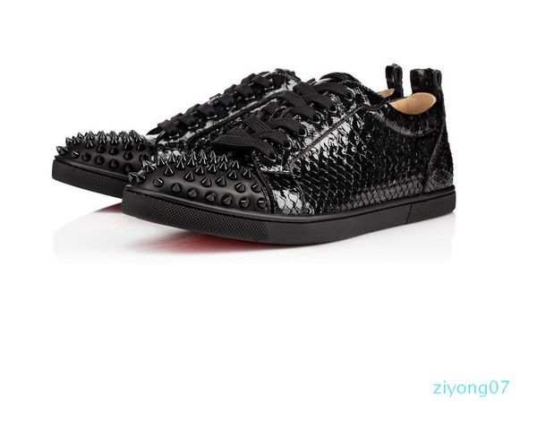 

new men women designer black spiked toe sneakers,famous red bottom designer mens genuine leather flats sports shoes z07