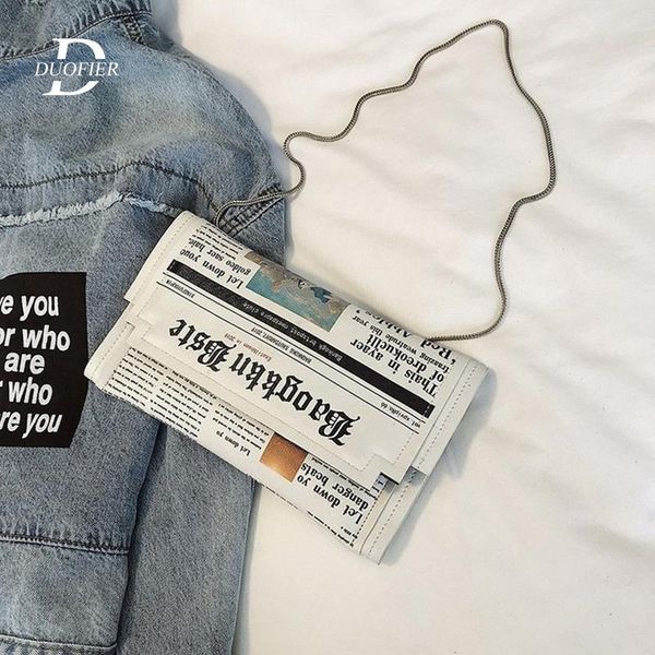 

crossbody bags women creative newspaper bag designer handbags chain ladies shoulder messenger bag clutch