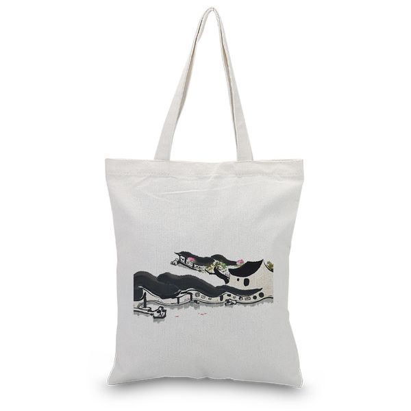 

ink draw canvas tote bag custom daily use diy print logo eco ecologicas reusable shopping bag recycle