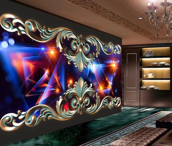 Carta da parati moderna per soggiorno 3D Tridimensional Personality Silver Light KTV murale sfondo muro