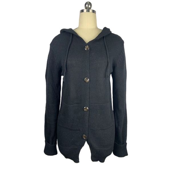 

button front shopping solid autumn winter with pocket knitted vintage women hooded cardigan casual office home long sleeve soft, White