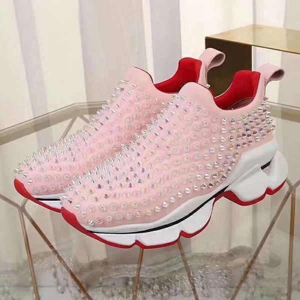 

high-end new rivet couple men and women shoes thick bottom shock absorption sports vintage non-slip running training pedal shoes, Black