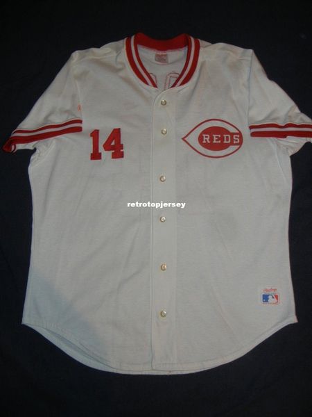 

retro #14 pete rose rawlings cincinnati white jersey bench davis perez mens stitched baseball jerseys, Black;blue