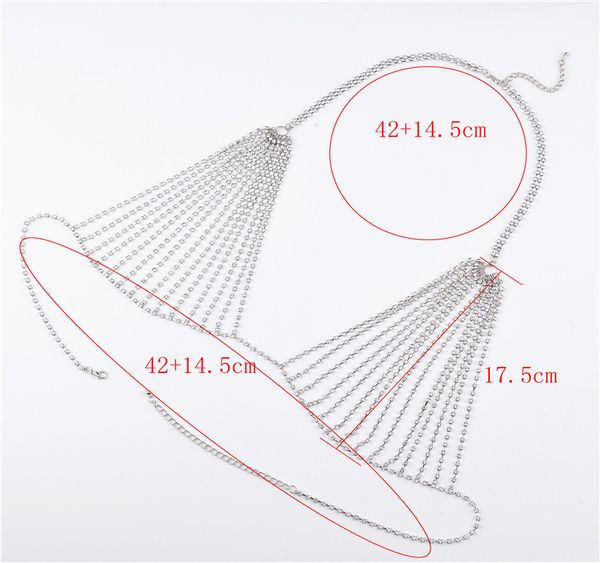 

fashion-rand caw crystal bra slave harness body chain women rhinestone choker necklace bikini beach body jewelry 2017, Silver