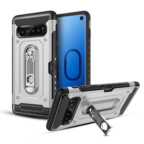 

Hybrid Armor Case For Samsung Galaxy S10 plus lite A6 A7 A8 A9 Plus 2018 Stand Magnetic Case With Card Soft TPU Cover