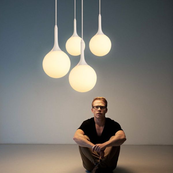

Modern loft milk white glass ball pendant light LED E27 Nordic hanging lamp with 6 size for living room restaurant lobby office