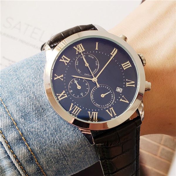 

2020 all functions work 3a stainless steel art men's quartz watch simple fashion designer joker high-end simple men watch, Slivery;brown