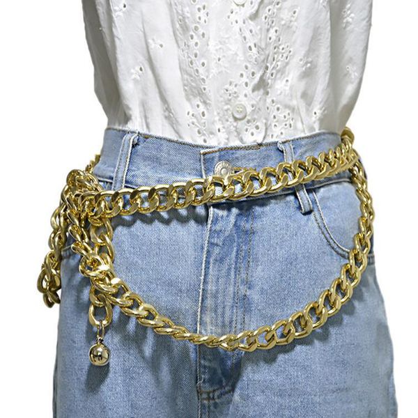 

2019 new fashion belts women's gold metal long tassel chain belt female waistband wedding dress belt straps accessories, Black;brown