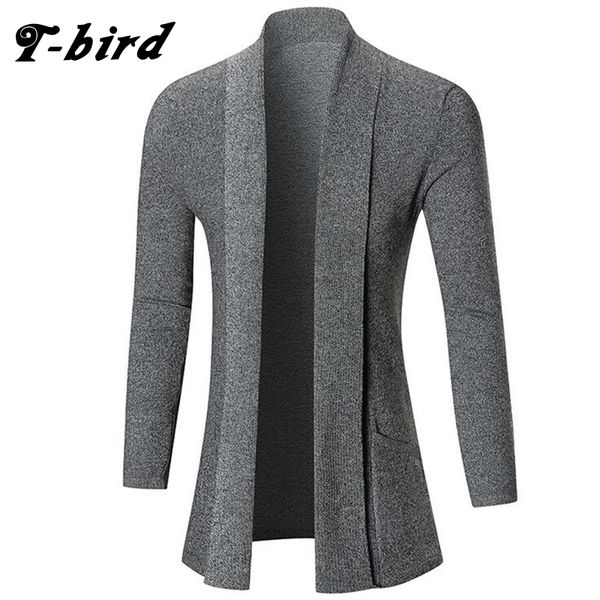 

t-bird trench caot 2017 нового пальто мужской свитер вязание куртка мужчины кардиган нагрудной длинный раздел марка верхняя одежда мужчины х, Tan;black