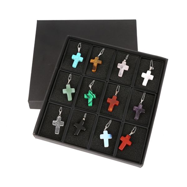 

multi-colored cross pendant necklace men and women personality innovative fashion jewelry, Silver