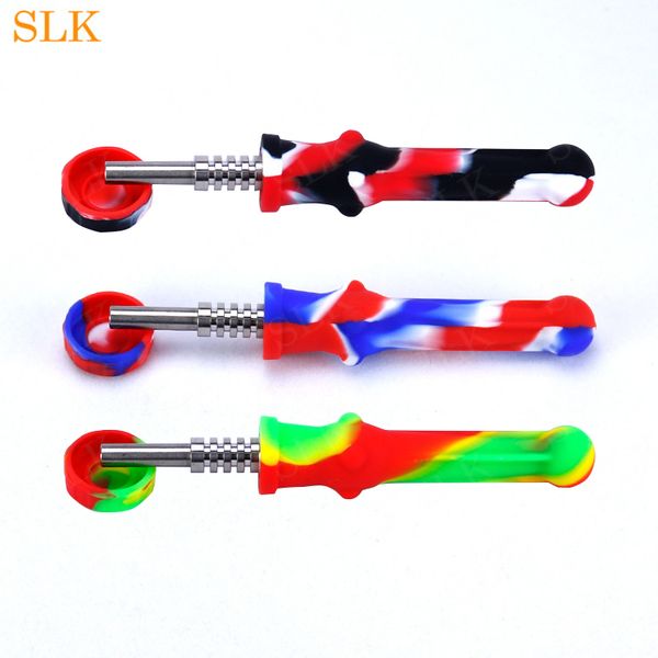 

Original design silicone striaght smoke pipes silicone dab straw kit glass oil burner pipes dab straw oil rig colorful smoking bong