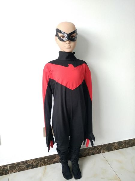 

brand custom made comics young justice nightwing costume spandex lycra zentai kids halloween anime cosplay costume, Black