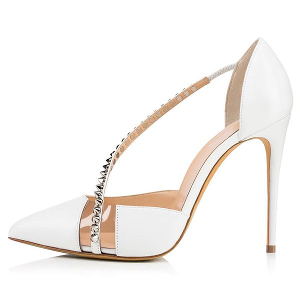 

rivets black pumps shoes woman high heels white wedding shoe