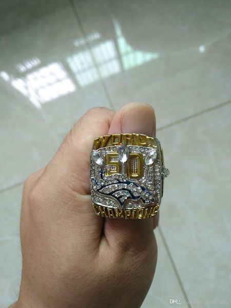 

2015 d e n v e r b e o n c o d superbowl 50 hampionship ring gift for fans size 10-12, Golden;silver