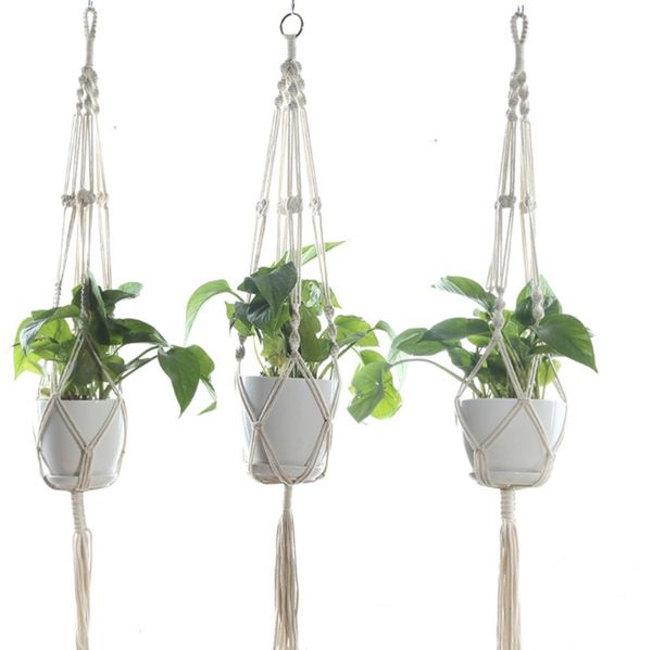 Appendini per piante Portavasi per fiori Macrame Corda intrecciata Cesto per fioriera sospesa Decorazioni per il giardino di casa 8 Disegni Opzionale YW3952-ZWL