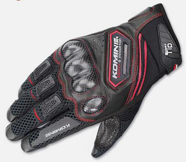 

locomotive motorcycle dirt bike riding komine gk-167 carbon fiber leather gloves, Black