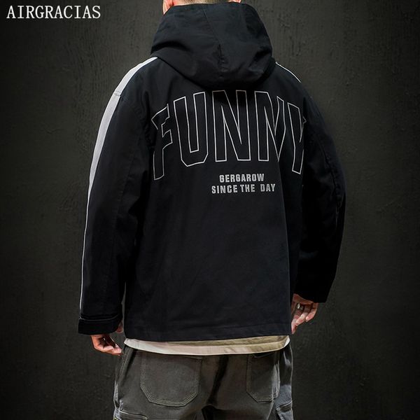 

airgracias quality bomber jacket men 95% cotton spring autumn hooded outerwear sportswear mens jackets male coats m-5xl, Black;brown